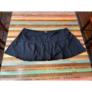 Lands End Women's Plus 26W Swim Skirt Bottom With Brief Black Lined Ruffle 3X 4X